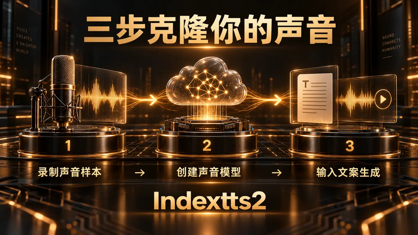 Indextts2 三步克隆声音:录制声音样本、创建声音模型、输入文案生成